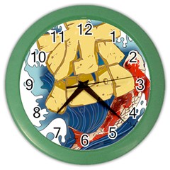 Wave Fish Koi Splash Character Color Wall Clock by Amaryn4rt