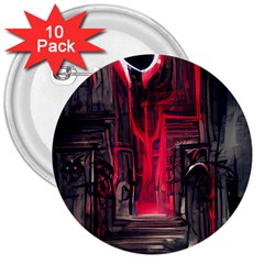 Stranger Things Fantasy Dark  Red 3  Buttons (10 Pack)  by Amaryn4rt