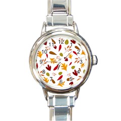 Leaves Fall Autum Colors Season Round Italian Charm Watch by Amaryn4rt