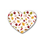 Leaves Fall Autum Colors Season Rubber Heart Coaster (4 pack) Front