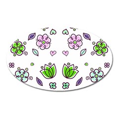 Floral Art Design Pattern Drawing Oval Magnet by Amaryn4rt