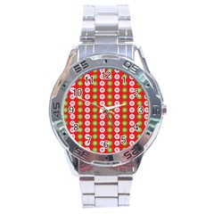 Festive Pattern Christmas Holiday Stainless Steel Analogue Watch by Amaryn4rt