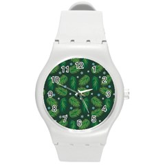 Leaves Snowflake Pattern Holiday Round Plastic Sport Watch (m)