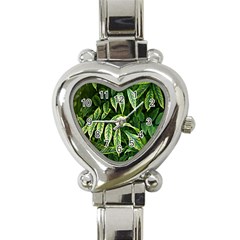 Leaves Foliage Twig Bush Plant Heart Italian Charm Watch by artworkshop