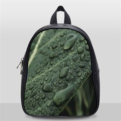 Leaves Water Drops Green  School Bag (small) by artworkshop