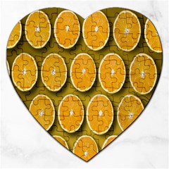 Orange Slices Cross Sections Pattern Jigsaw Puzzle (heart) by artworkshop