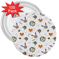 Rabbit, Lions And Nuts  3  Buttons (100 Pack)  by ConteMonfrey