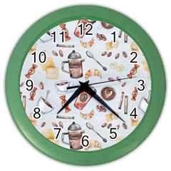 Coffee Coffeemania Caffeine Pattern Color Wall Clock