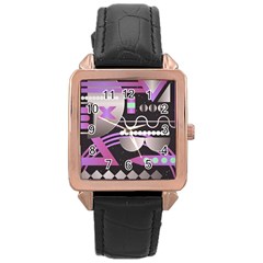 Illustration Background Abstract Geometric Rose Gold Leather Watch  by Wegoenart