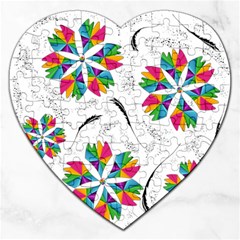 Illustration Colorful Flowers Floral Pattern Jigsaw Puzzle (heart)