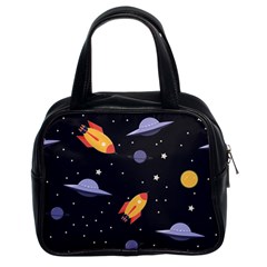 Cosmos Rocket Spaceships Ufo Classic Handbag (two Sides) by Wegoenart