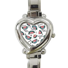 Illustration Watermelon Fruit Sweet Slicee Heart Italian Charm Watch by Sudhe