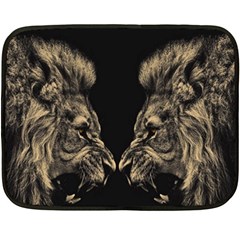 Animalsangry Male Lions Conflict Fleece Blanket (mini) by Jancukart