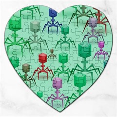 Bacteriophage Virus Army Jigsaw Puzzle (heart) by Amaryn4rt