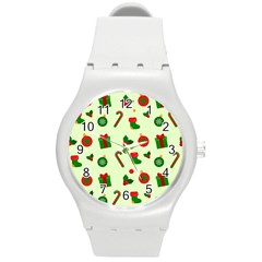 Illustration Festive Background Holiday Background Round Plastic Sport Watch (m) by Amaryn4rt