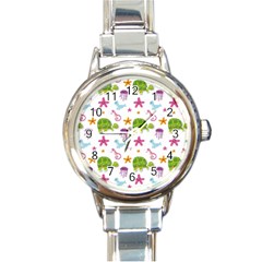 Turtles Animals Sea Life Round Italian Charm Watch by Amaryn4rt