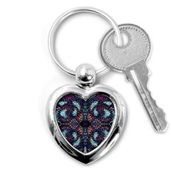 Blue Onn Burgundy Key Chain (heart) by kaleidomarblingart