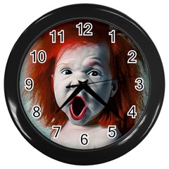 Son Of Clown Boy Illustration Portrait Wall Clock (black) by dflcprintsclothing