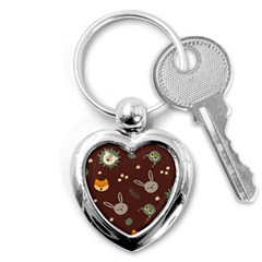 Rabbits, Owls And Cute Little Porcupines  Key Chain (heart) by ConteMonfrey