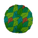 Leaves Pattern Autumn Background Standard 15  Premium Flano Round Cushions Back