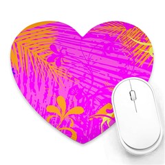 Spring Tropical Floral Palm Bird Heart Mousepads by Ravend