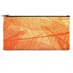 Orange Leaf Texture Pattern Pencil Case by Ravend