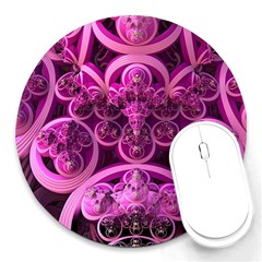 Fractal-math-geometry-visualization Pink Round Mousepads by Pakrebo