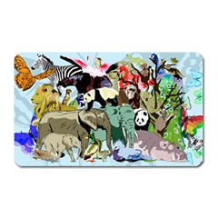 Zoo-animals-peacock-lion-hippo- Magnet (rectangular) by Pakrebo