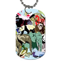 Zoo-animals-peacock-lion-hippo- Dog Tag (two Sides) by Pakrebo