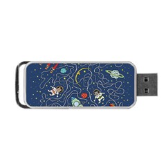 Illustration Cat Space Astronaut Rocket Maze Portable Usb Flash (one Side) by Ravend