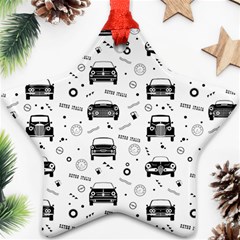 Pattern Retro Italy Cars Classic Ornament (star) by danenraven