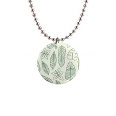 Banana Leaves Draw  1  Button Necklace by ConteMonfrey