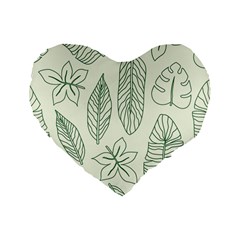 Banana Leaves Draw  Standard 16  Premium Heart Shape Cushions by ConteMonfrey