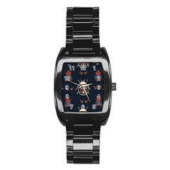 Floral-bugs-seamless-pattern Stainless Steel Barrel Watch