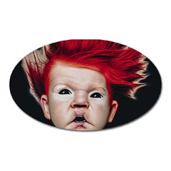 Creepy Boy Portrait Art Oval Magnet