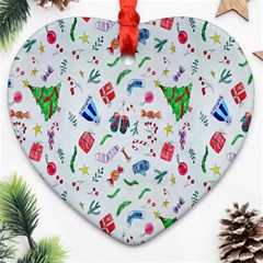 New Year Christmas Winter Watercolor Heart Ornament (two Sides) by artworkshop