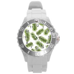 Fir Branch Pattern Christmas Decorative Round Plastic Sport Watch (l) by artworkshop