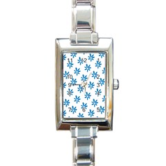 Little Blue Daisies  Rectangle Italian Charm Watch by ConteMonfrey