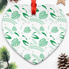 Green Nature Leaves Draw   Ornament (heart) by ConteMonfrey