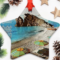 Beach Day At Cinque Terre, Colorful Italy Vintage Star Ornament (two Sides) by ConteMonfrey