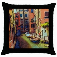 Venice Canals Art   Throw Pillow Case (black) by ConteMonfrey