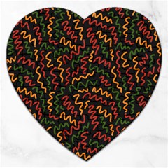 Ethiopian Inspired Doodles Abstract Jigsaw Puzzle (heart)