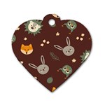 Rabbits, Owls And Cute Little Porcupines  Dog Tag Heart (One Side) Front