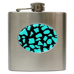 Cow Background Neon Blue Black Hip Flask (6 Oz) by ConteMonfreyShop