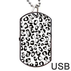 Black And White Leopard Print Jaguar Dots Dog Tag Usb Flash (two Sides) by ConteMonfreyShop