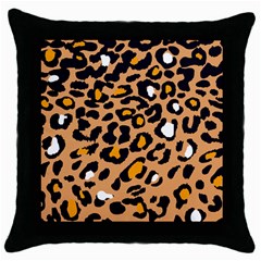 Leopard  Spots Brown White Orange Throw Pillow Case (black) by ConteMonfreyShop