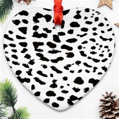 Leopard Print Jaguar Dots Black And White Heart Ornament (two Sides) by ConteMonfreyShop