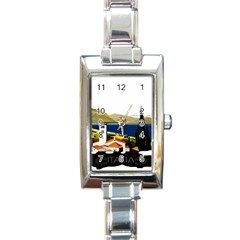 River Small Town Landscape Rectangle Italian Charm Watch by ConteMonfrey