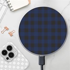 Black And Dark Blue Plaids Wireless Charger by ConteMonfrey