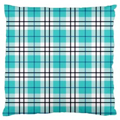 Black, White And Blue Turquoise Plaids Standard Flano Cushion Case (one Side) by ConteMonfrey